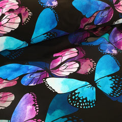 Brocade Magical Blue Pink Morpho Butterflies Printed Luxury 4-Piece Cotton Bedding Sets