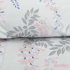 Designer Brocade Leaves Strings and Pink Flowers Luxury 4-Piece Cotton Bedding Sets