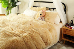 Full Size Light Khaki Super Soft Plush Luxury 4-Piece Fluffy Bedding Sets/Duvet Cover