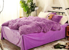 Full Size Solid Purple Super Soft Plush Luxury 4-Piece Fluffy Bedding Sets/Duvet Cover