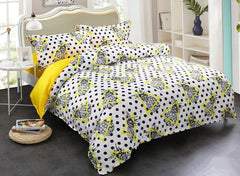 Brocade Pineapples Yellow Triangles and Black Spot Luxury 4-Piece Cotton Bedding Sets