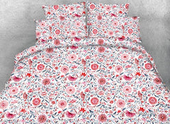Designer Orange Flowers Blossom Printed Pastoral Style Polyester Luxury 4-Piece Bedding Sets/Duvet Cover