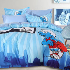 Smurf Playing Basketball Luxury 4-Piece Bedding Sets/Duvet Covers