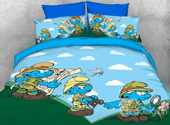 Nature Watcher Smurfs and Dragonfly Luxury 4-Piece Bedding Sets/Duvet Covers