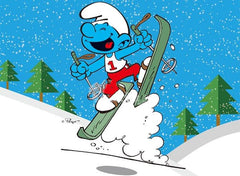 Laughing Skier Smurf Luxury 4-Piece Bedding Sets/Duvet Covers