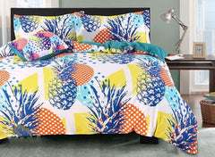 Brocade Pineapple and Colorful Polka Dots Luxury 4-Piece Cotton Bedding Sets