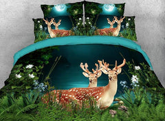 3D Deer in the Forest Printed Luxury 4-Piece Bedding Sets/Duvet Covers