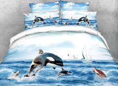 3D Orcinus Orca Printed Luxury 4-Piece Bedding Sets/Duvet Covers