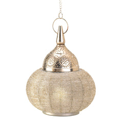 Silver Beaded Candle Lantern