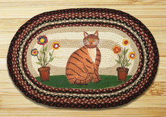 Folk Art Cat Oval Patch Rug