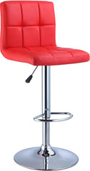 Powell Quilted Faux Leather and Chrome Adjustable Height Bar Stool - Available in Red, Black and White Colors