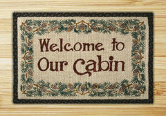 Welcome To Our Cabin Wicker Weave Rug