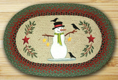 Snowman with Crow Oval Patch Rug