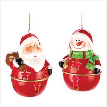 Santa & Snowman Bell Ornaments