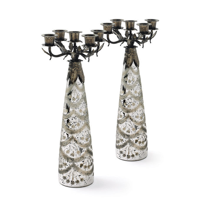Pair of Glass Society Candelabras