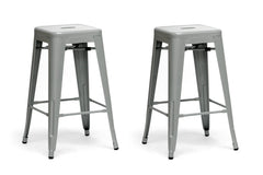 Baxton Studio Counter Stool in Gray in Set of 2