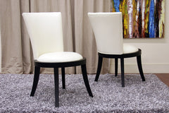 Baxton Studio Neptune Off-White Leather Dining Chair in Set of 2