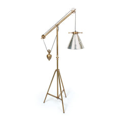 Weighted Floor Lamp with Antique Silver Glass Shade