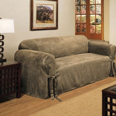2 Pieces Micro Suede Slipcover, Furniture Protector Cover, Sofa & Loveseat Set