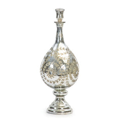 Antique Silver Etched Tear Drop Vase