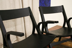 Baxton Studio Nes Black Wood Modern Dining Chair-Arm Chair in Set of 2