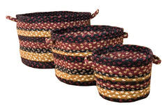 Burgundy/Black/Mustard Utility Baskets In Different Sizes