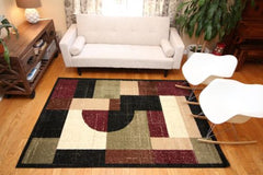New Traditional Black Square Abstract Area Rugs