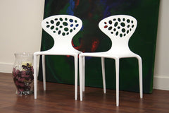 Baxton Studio DURANTE White Plastic Molded Chair Set of 2