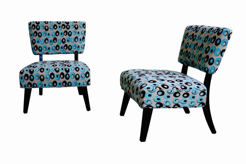 Baxton Studio Turquoise and Brown Pattered Fabric Club Chairs