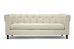 Baxton Studio Cortland Beige Linen Modern Chesterfield Sofa