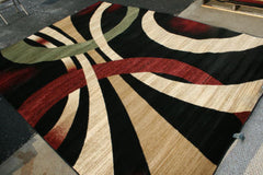 New Contemporary Brown and Beige Modern Wavy Circles Area Rugs