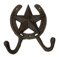 Cast Iron Star Horseshoe 2 Hook Rack