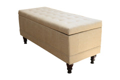 Imtinanz Lift Top Storage Bench with Tufted Accents Beige Fabric