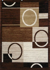 New Contemporary Brown and Beige Modern Squares Circles Area Rug