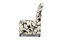 Baxton Studio Scripp Cream Microfiber Slipper Chair with Black Flocking