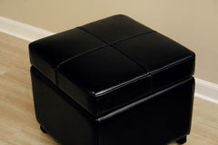 Baxton Studio Full Leather Storage Cube Ottoman