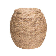 Large Round Water Hyacinth Wicker Storage Basket with Lid