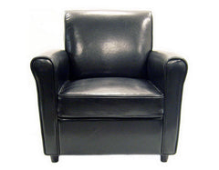 Baxton Studio Black Full Leather Club Chair