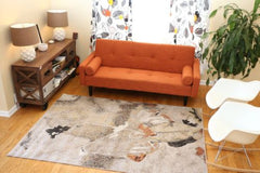 New Traditional Beige Floral Square Abstract Area Rugs
