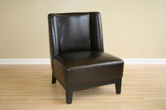 Baxton Studio Low-Slung Dark Brown Bycast Leather Chair