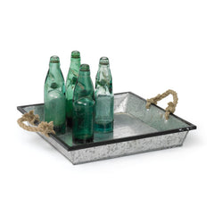 Tin Tray with Rope handles- Set Of 2