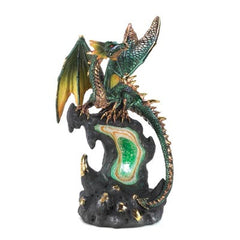 Jade-Fire Geode Dragon Figurine
