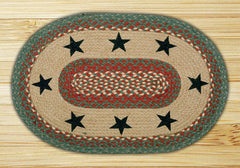 Green Stars Oval Patch Rug