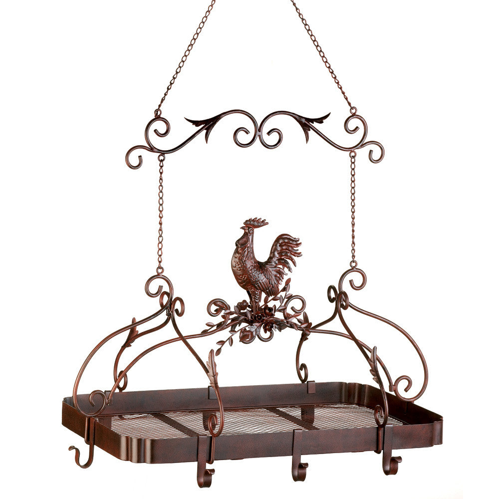 Country Rooster Kitchen Pot Rack