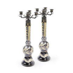 Pair of Glass Harston Candlesticks