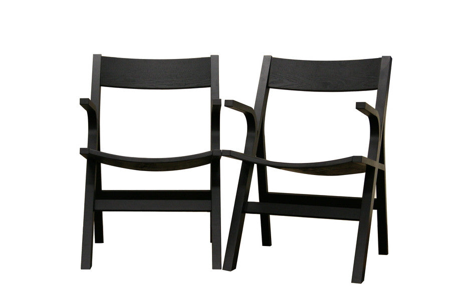 Baxton Studio Nes Black Wood Modern Dining Chair-Arm Chair in Set of 2