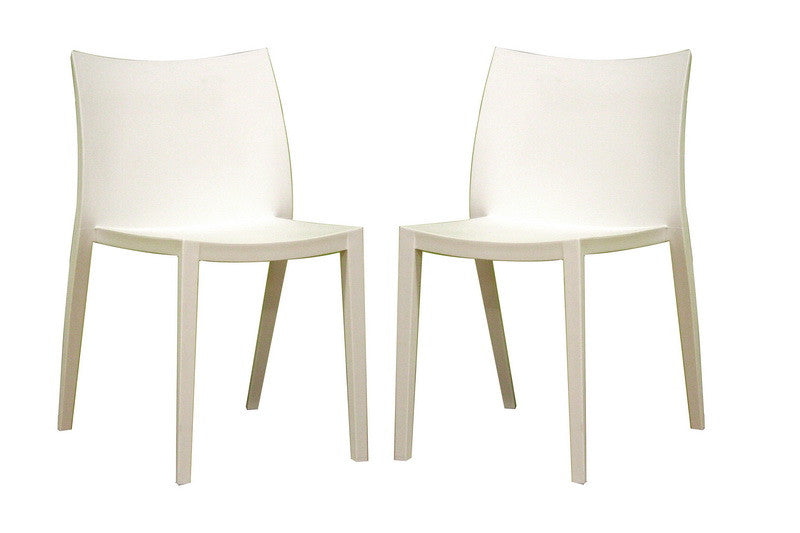 Baxton Studio Odele White Plastic Chair Set of Two