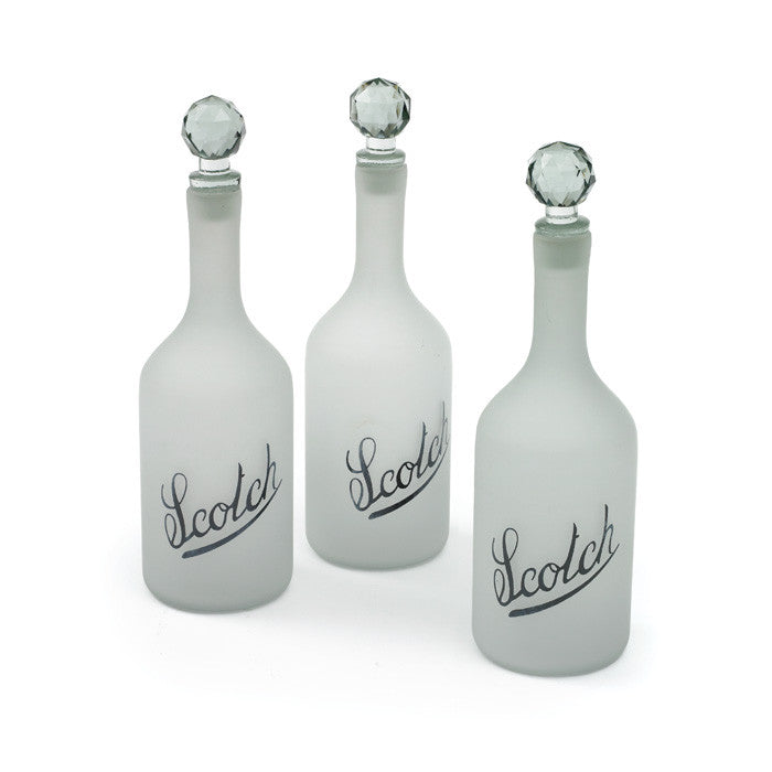 Glass Scotch Bottles-Set of Three