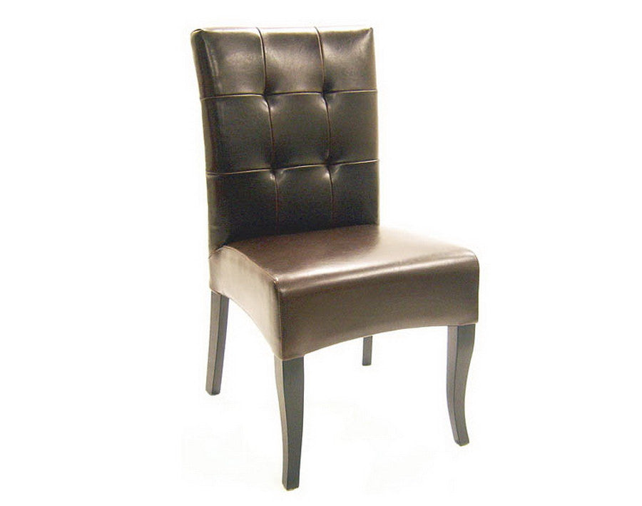 Baxton Studio Dark Brown Tufted Leather Dining Chair