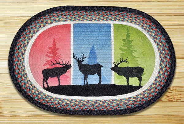 Color Block Stags Oval Patch Rug